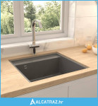 Kuhinjski sudoper s otvorom protiv prelijevanja sivi granitni - NOVO