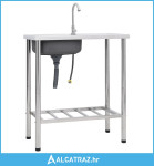 Sudoper za kampiranje s 1 kadicom i slavinom nehrđajući čelik - NOVO