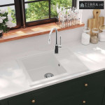 Sudoper s otvorom protiv prelijevanja ovalni bijeli granitni - Bijela