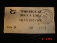 karta za žičaru Škofja Loka iz 50 tih