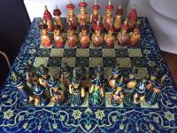 Original egzotični drveni unikatni šah iz Uzbekistana ručno bojano