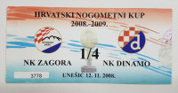 ULAZNICA HR NOGOMETNI KUP, UNEŠIĆ, 2008-09. NK ZAGORA-NK DINAMO