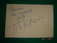 autogram pjevačke zvijezde bivše države Tihomir PETROVIĆ