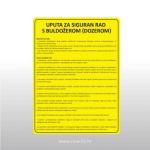 Naljepnica, znak, oznaka - Upute za siguran rad s buldozerom/dozerom