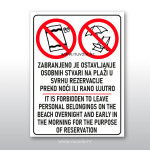 Tabla, ploča, znak – Zabranjeno ostavljanje na plaži