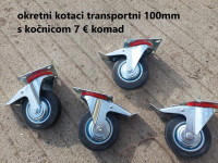 transportni okretni kotaci s kocnicom 100mm
