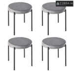 Set od 4 složive blagovaonske stolice, baršunasti izgled, metal, siva,