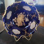 Ukrasni tanjur/zdjela kobalt s pozlatom + kobalt vazica