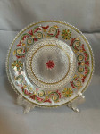 Vintage stakleni pladanj / tanjur, ručno oslikan, 21 cm