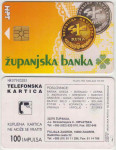 085 HRVATSKA CROATIA TEL.KARTICA ŽUPANJSKA BANKA 1995 ČIP 3T - CRVENI