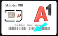 tel.kartica A1 2 deblja zupca isključen PIN Taiwan