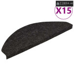 Ljepljivi tepisi za stepenice 15 kom 56x17x3 cm crni - Crna 56 x 17 x