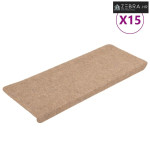 Ljepljivi tepisi za stepenice 15 kom 65x24,5x3,5 cm bež - Bež 65 x 24.