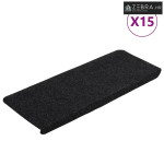 Ljepljivi tepisi za stepenice 15 kom 65x24,5x3,5 cm crni - Crna 65 x 2