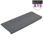 Ljepljivi tepisi za stepenice 15 kom 65x24,5x3,5 cm sivi - Siva 65 x 2