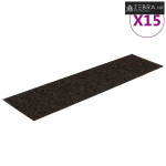 Prostirke za stepenice samoljepljive 15 kom 76x20 cm tamnosmeđe pravok