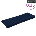 Prostirke za stepenice samoljepljive 15 kom 65x21x4 cm tamnoplave prav