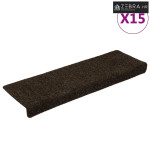 Prostirke za stepenice samoljepljive 15 kom 65x21x4 cm tamnosmeđe prav