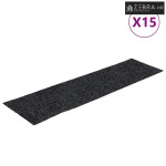 Prostirke za stepenice samoljepljive 15 kom 76x20 cm tamnosive pravoku
