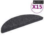 Prostirke za stepenice, samoljepljive, 15 kom, 56x17x3 cm, tamno sive,