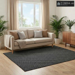 Tepih ORIZ Crni mrežasti uzorak 160 x 160 cm 100% poliester - Crni mre
