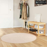 Tepih Print Krema Ø 120 cm Poliester i PVC - Krema 120 x 120 cm