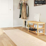 Tepih Print Krema 300 x 80 cm Poliester i PVC - Krema 80 x 300 cm