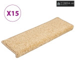 Prostirke za stepenice 15 kom 65x21x4 cm krem pravokutni rub - Krema 1