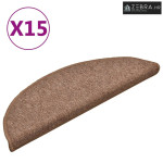 Prostirke za stepenice 15 kom 56x17x3 cm smeđe poluokrugle - Smeđa 56