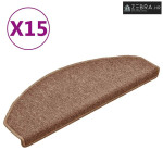 Prostirke za stepenice 15 kom 65x24x4 cm Smeđe poluokrugle velike - Sm
