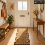 Trkački tepih FLORNES Tkani Zemljana žuta Zigzag 67 x 350 cm PP - Oker