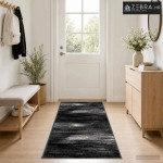 Trkački tepih FLORNES Tkani Crna Kistovi 80 x 150 cm PP 7 mm - Crni ki