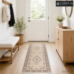 Trkački tepih FLORNES Tkani Ekru uzorak 100 x 250 cm PP 7 mm - Ecru uz