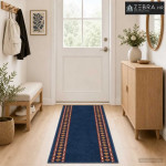 Trkački tepih FLORNES Tkani Plava Dijamanti 67 x 450 cm PP 7 mm - Plav
