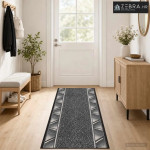 Trkački tepih FLORNES Tkani Siva Zigzag 67 x 200 cm PP 7 mm - Sivi cik