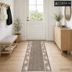 Trkački tepih FLORNES Tkani Sivosmeđa Zigzag 67 x 400 cm PP - Taupe ci