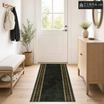 Trkački tepih FLORNES Tkani Zelena Dijamanti 67 x 250 cm PP - Zeleni d