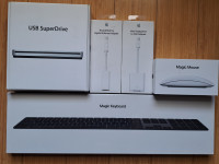 Apple Magic Mouse, Magic Keyboard, USB SuperDrive, adapteri