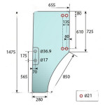 Staklo vrata lijevo, tonirano, John Deere ER047314