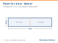 Modularni objekt 12×2,4 m (28,8 m²) – 2 kontejnera u nizu, Standard