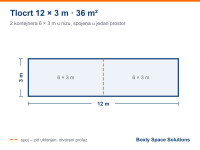 Modularni objekt 12×3 m (36 m²) – 2 kontejnera u nizu, Lux