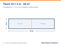 Modularni objekt 14×3 m (42 m²) – 2 kontejnera u nizu, Lux