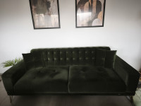 Prodajem trosjed Kilim – zeleni baršun, 220×100 cm, na razvlačenje