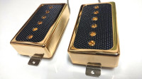 Q pickups Humbucker Sized P90s Set GOLD COVER BLACK FOIL PAF Gibson