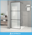 Pregrada za tuš crna 80 x 195 cm s mutnim staklom ESG - NOVO