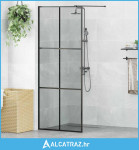 Zid za walk-in tuš Crna 80 x 195 cm Staklo otporno na udarce - NOVO