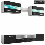 5-dijelni set zidnih TV elemenata LED crni visokog sjaja - Crna