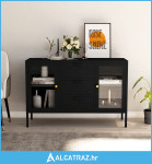 Komoda crna 105 x 35 x 70 cm od čelika i kaljenog stakla - NOVO