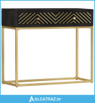 Konzolni stol crno-zlatni 90 x 30 x 75 cm masivno drvo manga - NOVO
