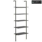 Naslanjajuće police s 5 razina crne 64 x 35 x 185 cm - Crna 185 cm